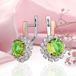 Серебряные серьги с золотом Фианиты