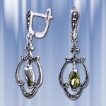 Серьги с цирконом. Серебро