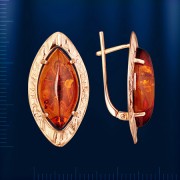  Ohrringe mit Bernstein. Russisches Gold