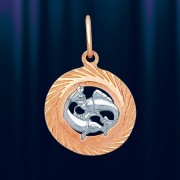 Кулон Золотой Знак Зодиака Рыбы