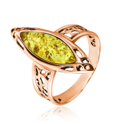 Vergoldeter Silberring mit Bernstein