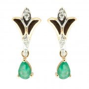 Goldene Ohrringe mit Smaragden und Diamanten