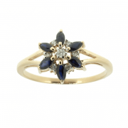 Goldener Ring mit Saphiren und Diamanten