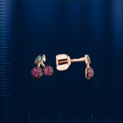 Ohrstecker mit Rubin &  Smaragd. Rotgold