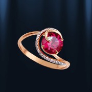  Russisches Goldschmuck Korund Rubin