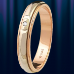 Кольцо обручальное золотое "Фигаро" с Бриллиантом 