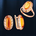 Goldset mit Bernsteine russisches Gold 