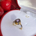 Vergoldeter Silberring mit Amethyst