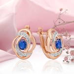 Goldohrringe mit Diamanten & Saphir