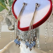 Серебряные серьги-пусеты с подвесками. Swarovski®