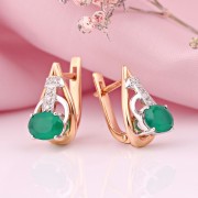 Goldohrringe mit Diamanten & Chrysopras 