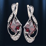 Серьги серебряные "Роскошь" с гранатом