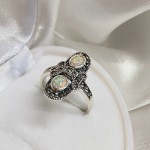 Silberring mit Opal & Markasit