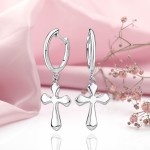 Купить серебряные серьги - подвески с крестом