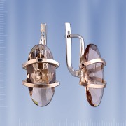 Russisches Silber und Gold Ohrringe mit Zirkonia