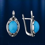 Russisches Silber Ohrringe mit Tuerkis