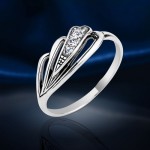 Ring mit Zirkon russisches Silber