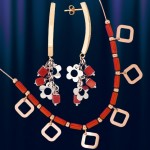 Золотой Гарнитур c Кораллом "Афродита"