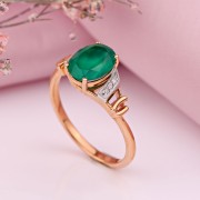 Goldring mit Diamanten & Chrysopras