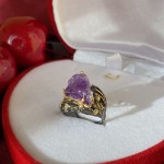 Vergoldeter Silberring mit Amethyst & Zirkonia