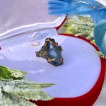 Vergoldeter Silberring mit Topas London Blue & Zirkonia