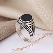 Herrenring aus Silber 925 Onyx