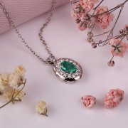 Gianni Lazzaro Weissgoldanhaenger Diamant & Smaragd