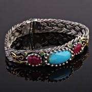 Armband mit Tuerkis & Rubine