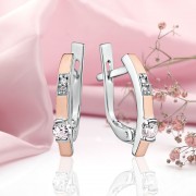 Серебряные серьги с золотом "Дорис". Фианиты