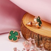 Ohrringe Rotgold 585 Malachit ⌀10 mm