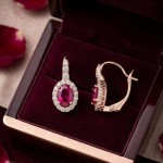 Серьги золотые 585 Корунд рубин