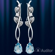 Ohrringe Sterling Silber mit Blau Topas