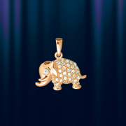 Золотая подвеска "Счастливый слон" с фианитами