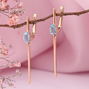 Золотые серьги-подвески. Топаз