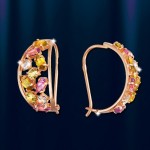 Ohrringe mit Edelsteinen, russische Goldschmuck