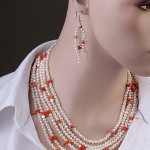 Ожерелье и серьги. Жемчуг & Коралл