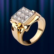 Мужское кольцо печатка с бриллиантами. Русское золото