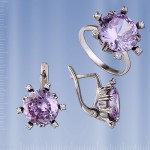 Ohrringer & Ring. Amethyst, Silber