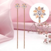 Goldohrringe-Durchzieher "Blumen". Zirkonia