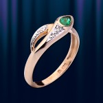 Goldringe mit Brillanten, Smaragd. Bicolor