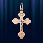 Kreuzanhaenger mit Brillant, Russisches Gold