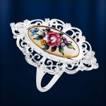 Silberring Emaille & Fianiten