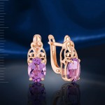 Vergoldete Silberohrringe. Amethyst