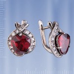Серьги "Оазис" с гранатом. Серебро