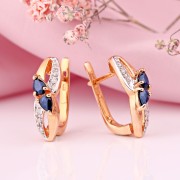 Серьги золотые. Бриллианты & Сапфиры
