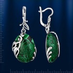 Russisches Silber Ohrhaenger mit Malachit