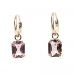 Сережки со сменными подвесками из выращенного розового сапфира