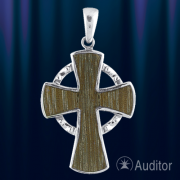 Крест Кельтский Лучезарный серебро и дерево
