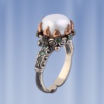  Silberring mit Perle & Smaragd