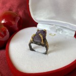 Vergoldeter Silberring mit Amethyst